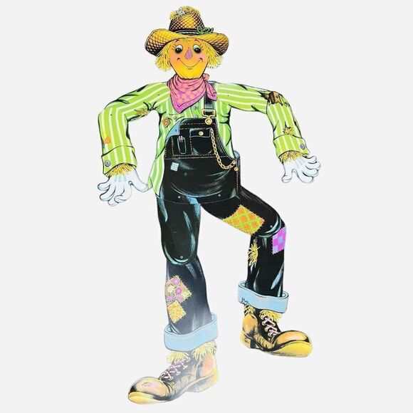 Vintage 1980 Beistle Large 52" Scarecrow Jointed Die Cut Halloween Fall Autumn - Picture 1 of 8